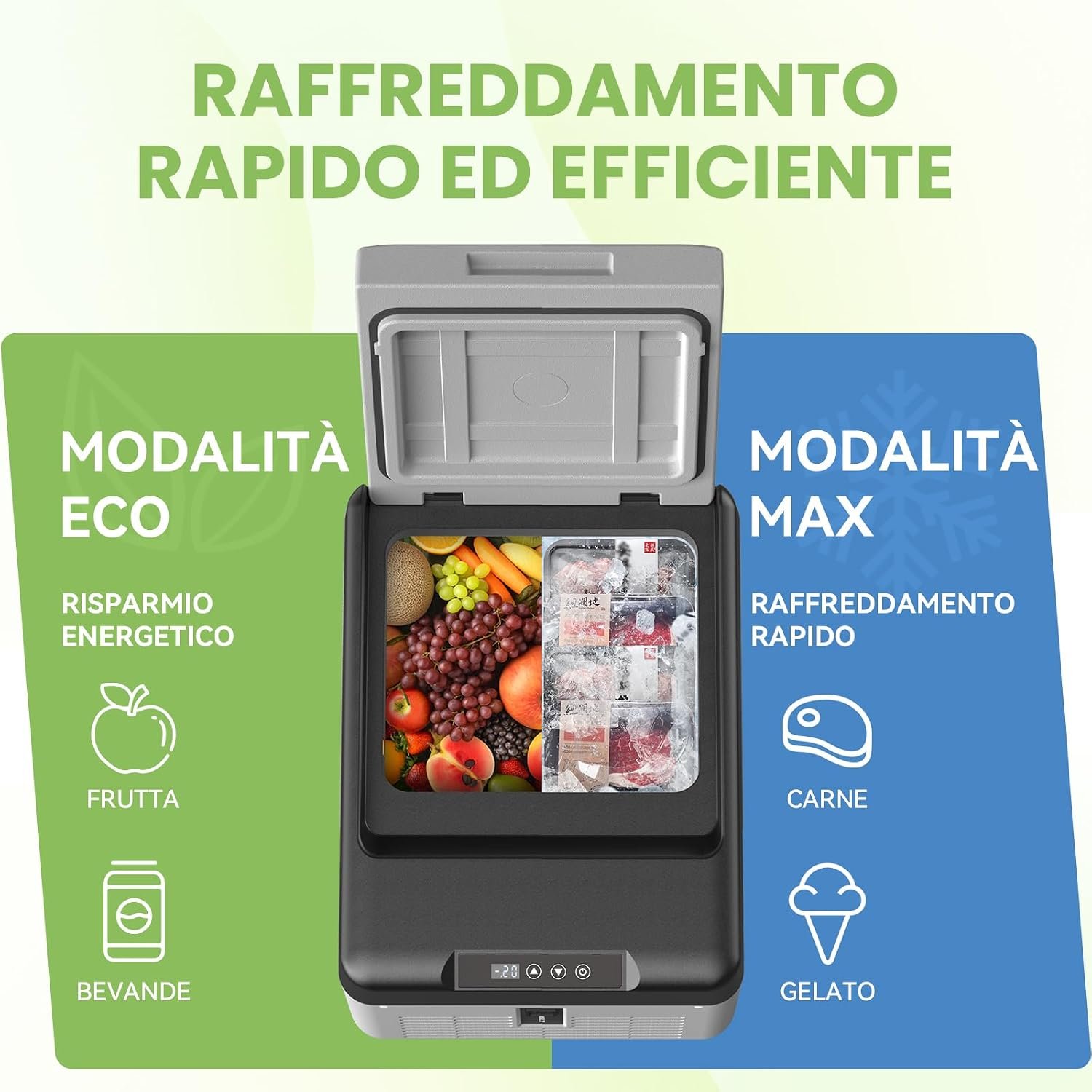 Frigorifero portatile Alpicool CL9 con bevande