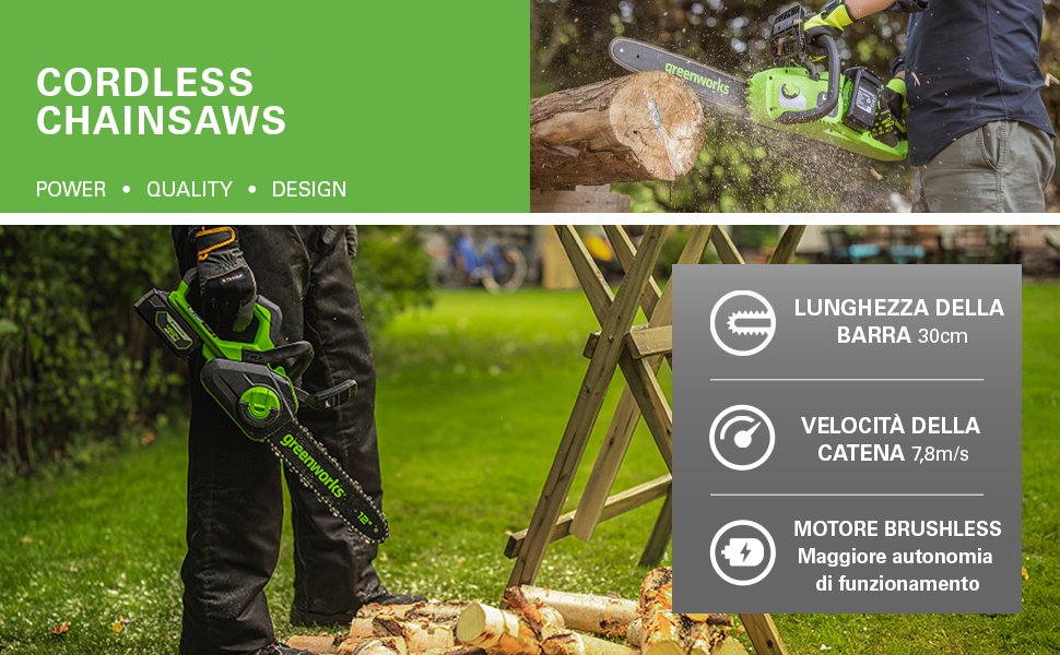 Greenworks GD24CS30 motosega a batteria 24V - immagine 7